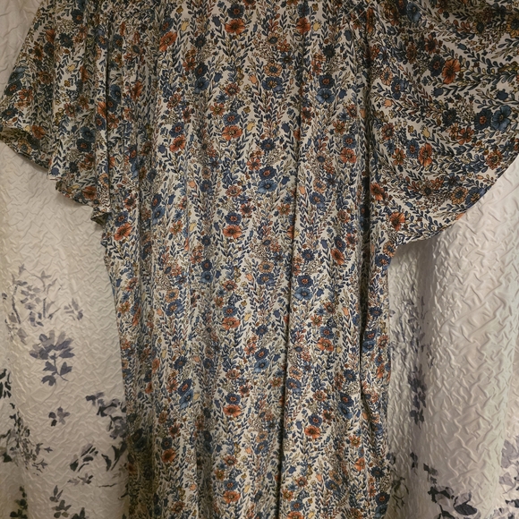 Rose + Olive Vibrant Blue and Orange Floral Relaxed Blouse - Picture 3 of 3
